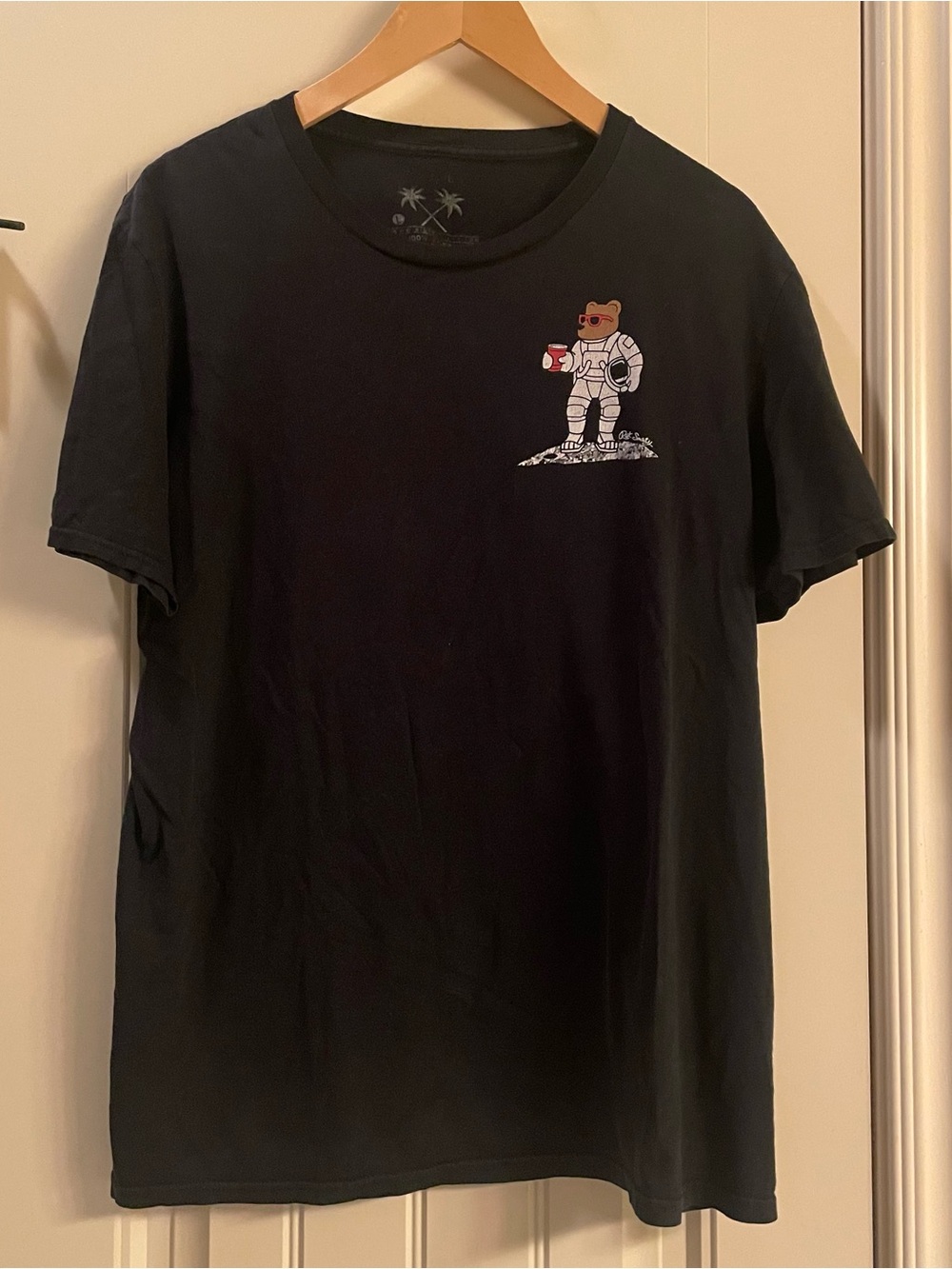 riot society Black Short-Sleeve Tee with Astronaut Bear Chest Graphic